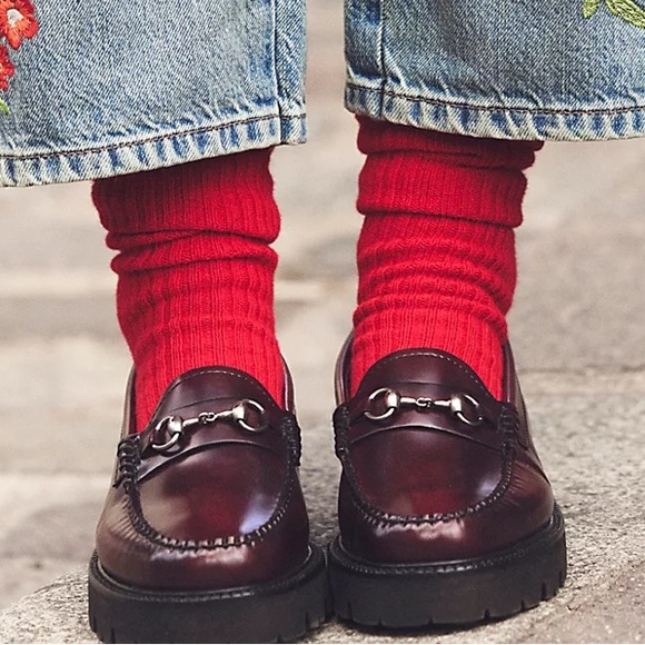 Free People Women’s Super Scrunch Solid Socks Candy Red - Picture 4 of 10